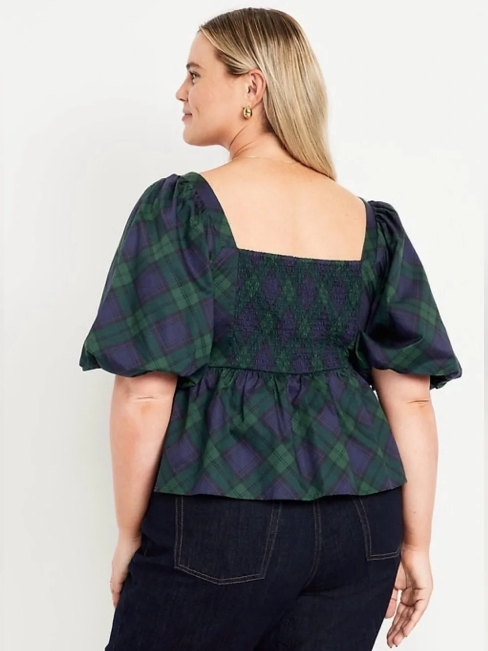 NEW…Poplin Puff Sleeve Peplum Top